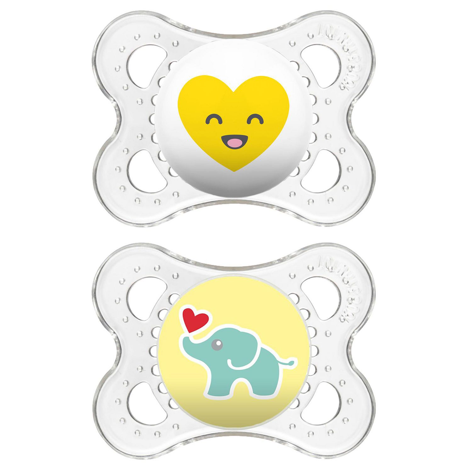 MAM Clear Collection Pacifiers (2 pack, 1 Sterilizing Pacifier Case