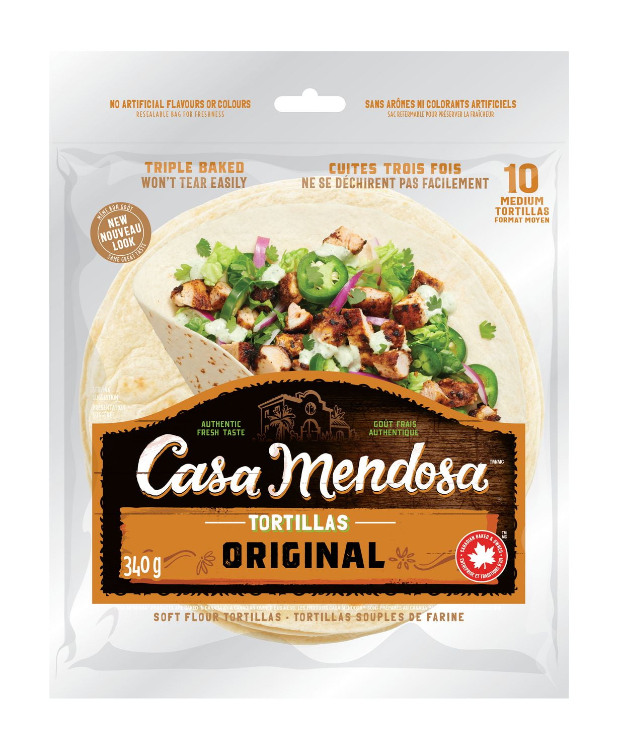 Casa Mendosa Original tortillas 7" moyennes 10 ct, 340 g