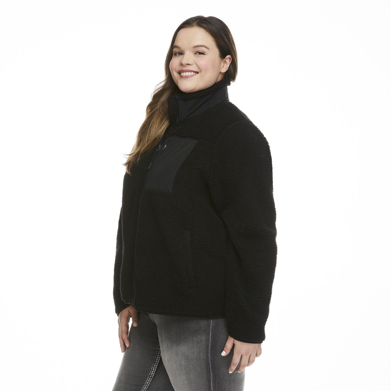 Plus size sherpa on sale jacket