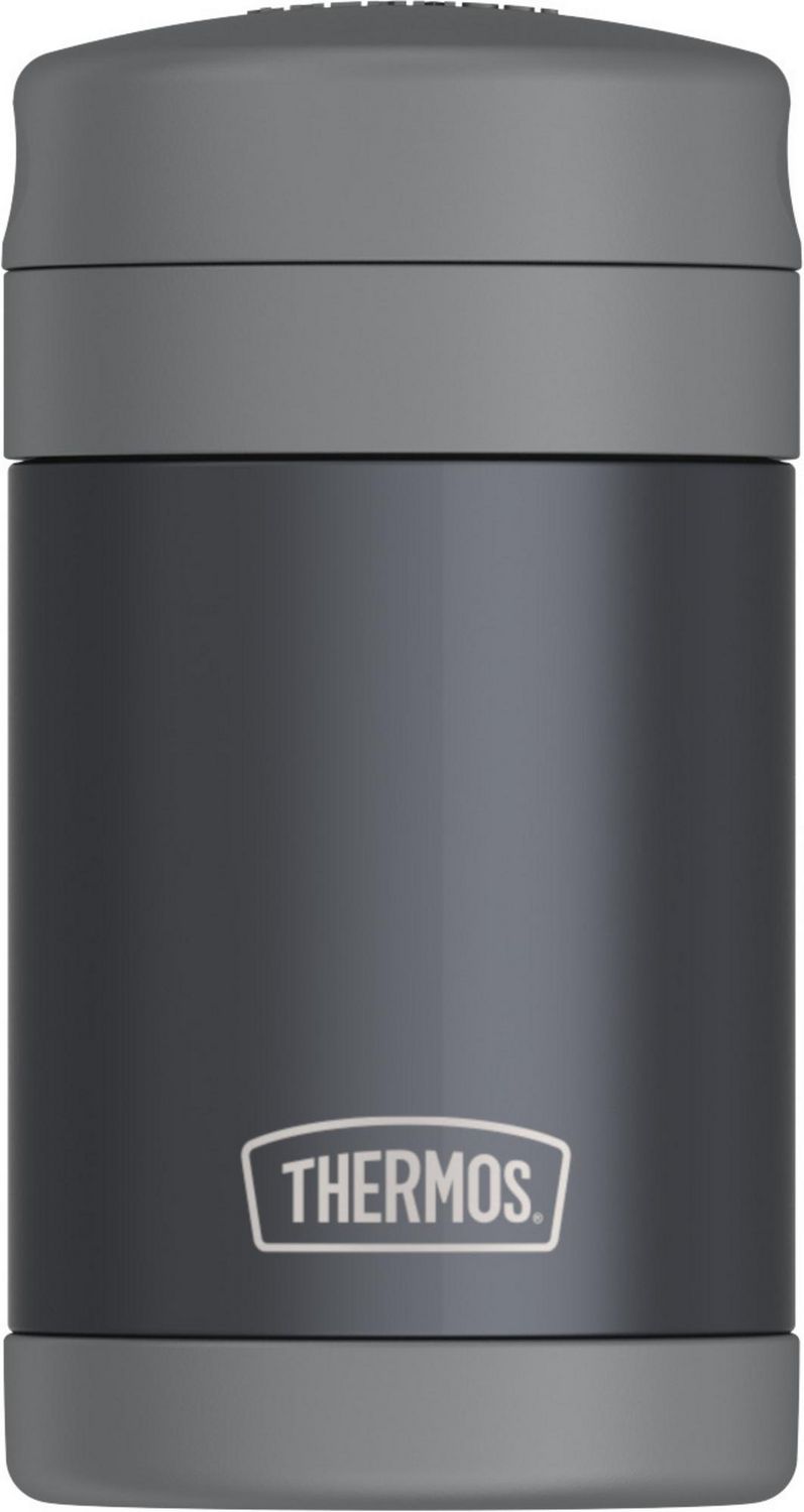 Thermos Vacuum Insulated 16 OZ Food Jar with Spoon, Grey, 16 Oz