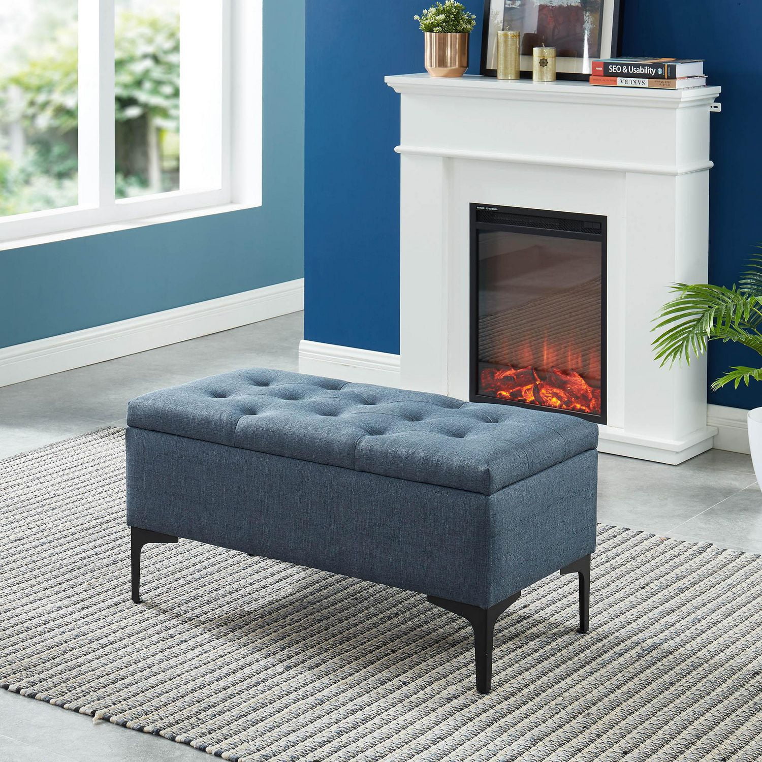 upholstered storage bench walmart