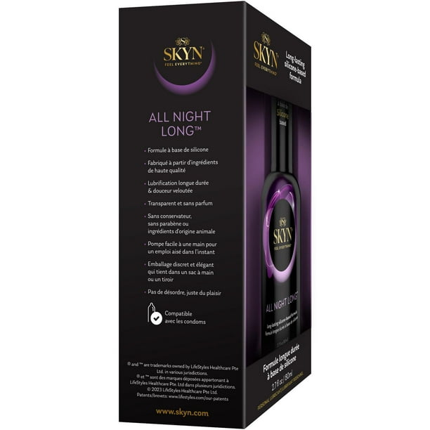 SKYN All Night Long Silicone Personal Lubricant - 80ml - 1 pack, Safe with Latex & Non-Latex Condoms - Walmart.ca SKYN All Night Long Silicone Personal Lubricant - 80ml - 1 pack, Safe with Latex & Non-Latex Condoms - Walmart.ca