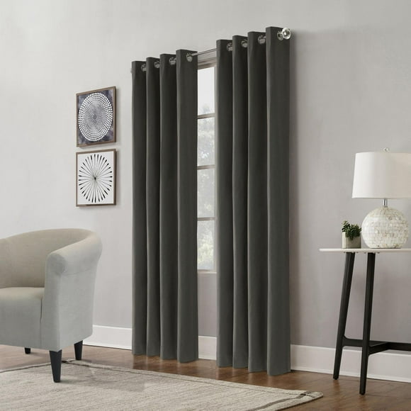 Loft Living Elba, panneau de rideau texturé à oeillets, 100% occultant 52" x 95", charbon
