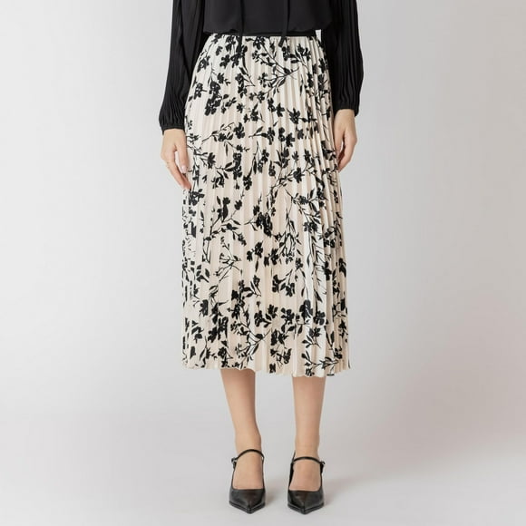 Devoted Pleated Midi Skirt with Elastic Waist