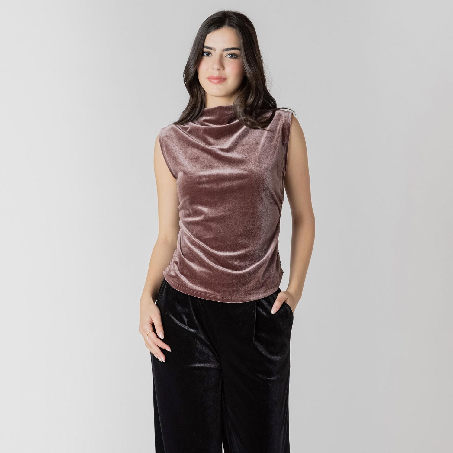 Devoted mock neck sleeveless top