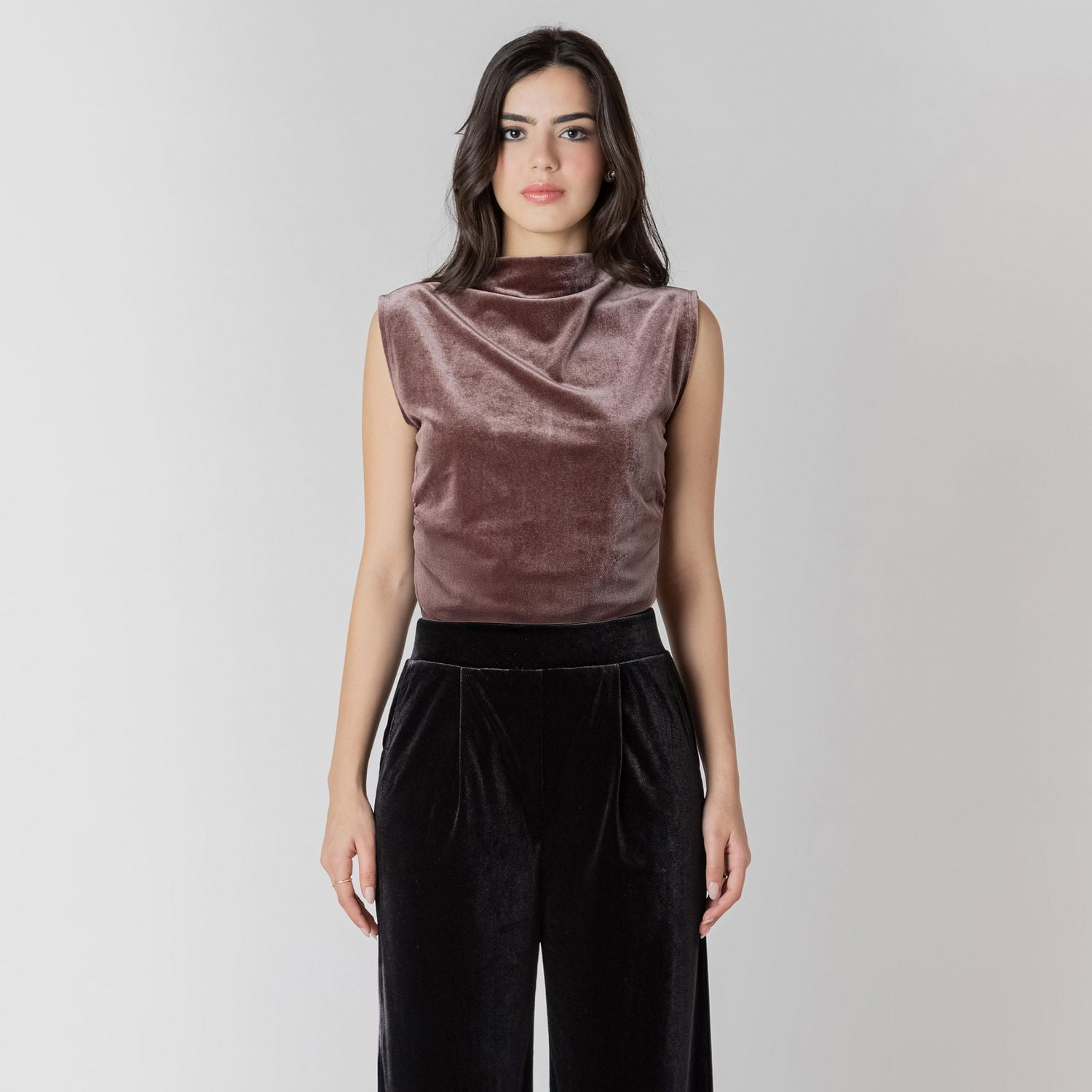 Devoted mock neck sleeveless top