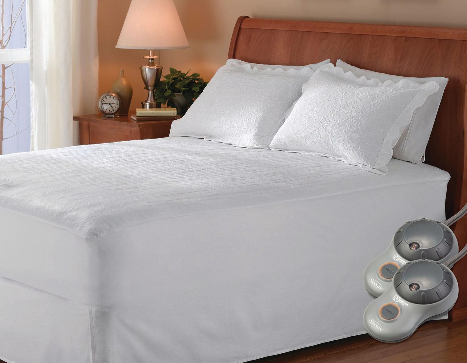 sunbeam quilted heated mattress pad twin x large