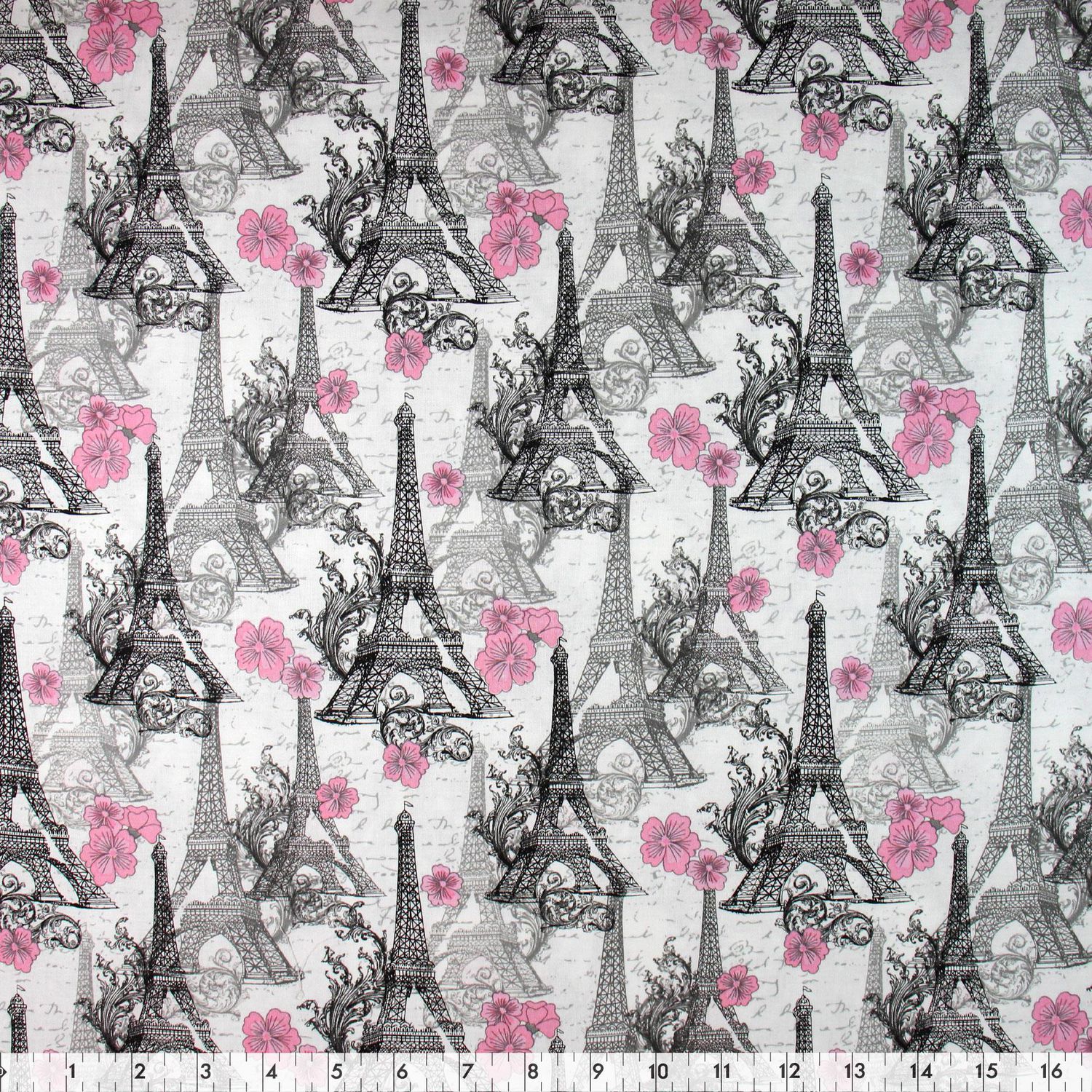 Fabric Creations White Eiffel Tower Paris Cotton Fabric by the Metre