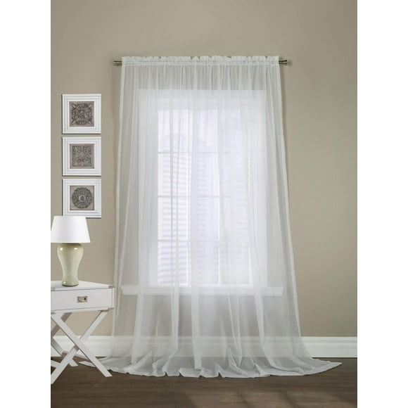 Loft Living Verona, panneau de rideau style européen transparent à passe à tringle 112" x 84", blanc