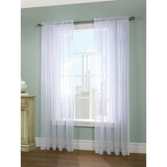 Loft Living Vizby, paire de panneaux de rideaux style européen transparent à passe à tringle 56" x 95", blanc