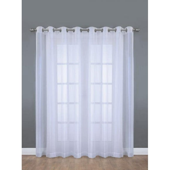 Loft Living Volker, panneau de rideau à œillets grande largeur en voile contemporain 112" x 84", blanc