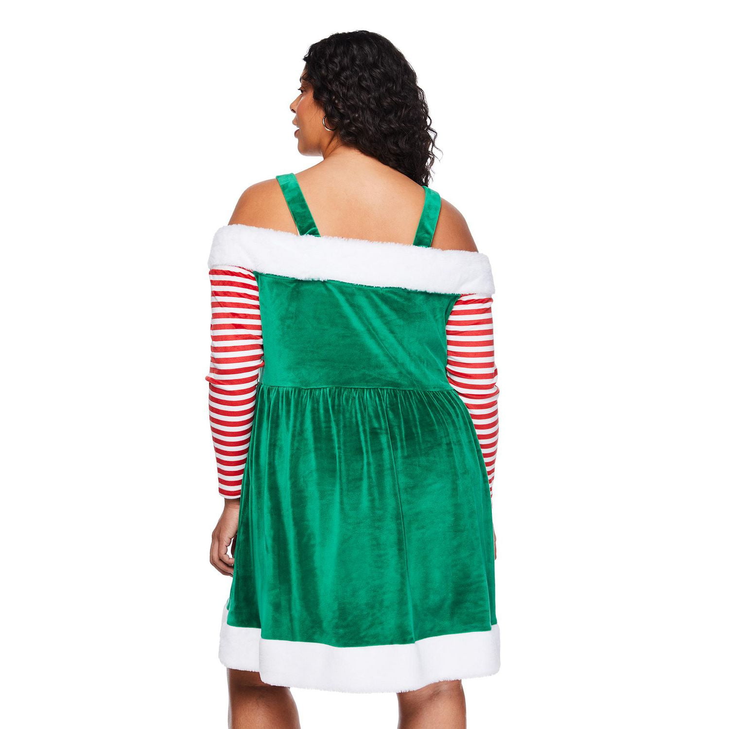 George Women's Plus Candy Cane Elf Dress