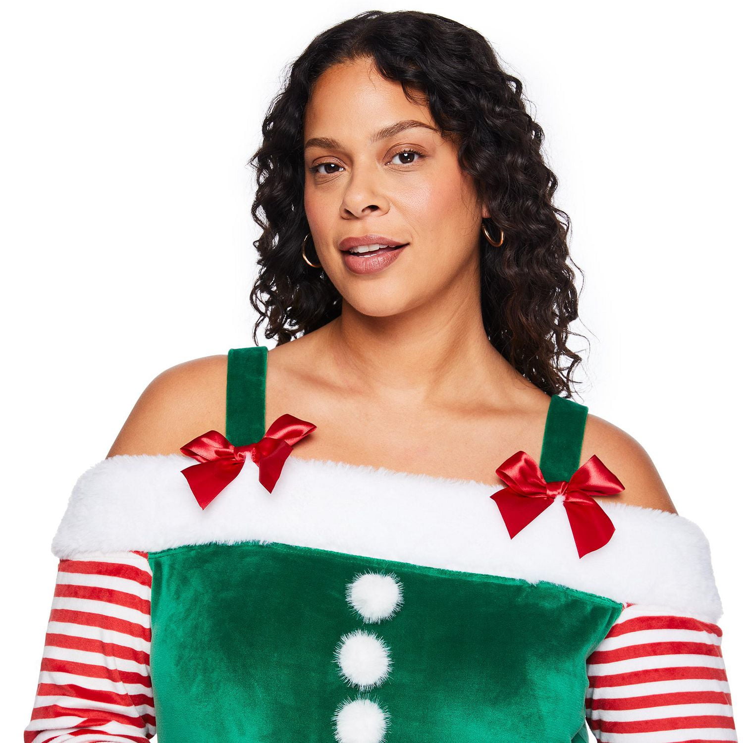 George Women's Plus Candy Cane Elf Dress