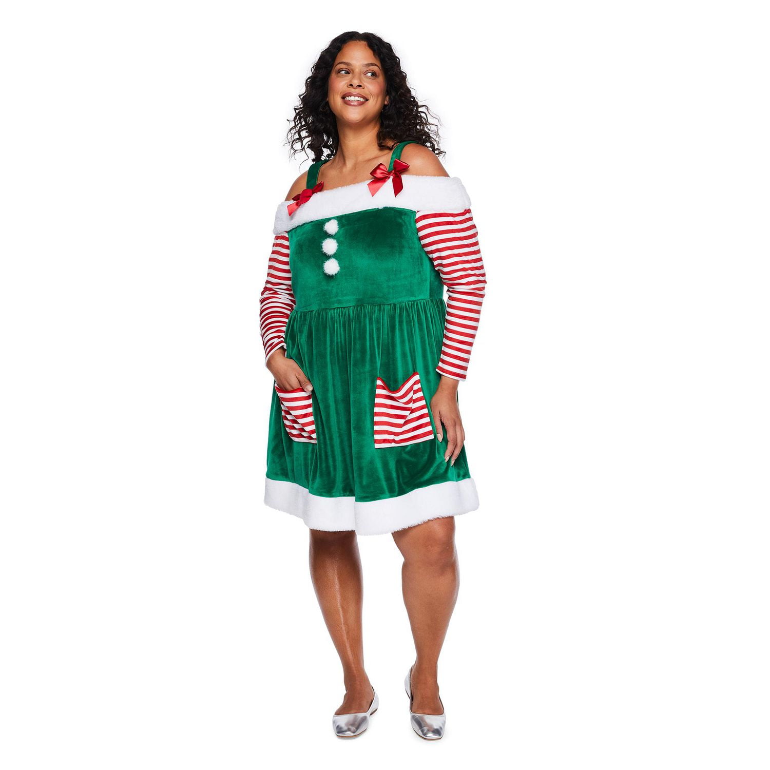 Robe de lutin canne Noël George Plus pour femmes