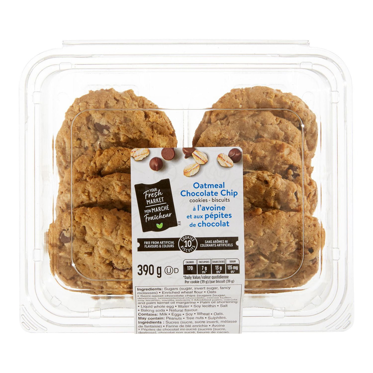 Biscuits à l'avoine et aux pépites de chocolat Mon marché fraîcheur 390g