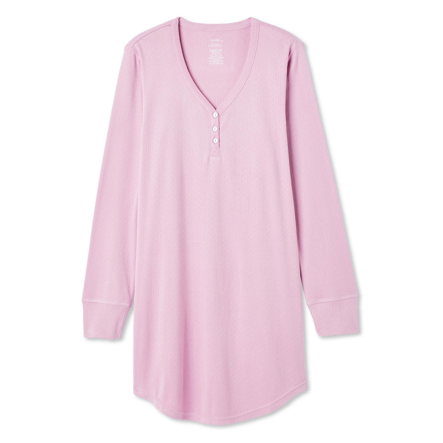Chemise de nuit à col henley George pour femmes