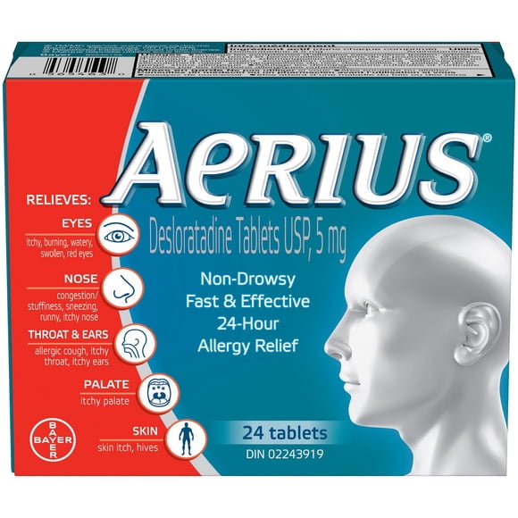 AERIUS Allergy Medicine, Fast Relief, 24-Hour, Non-Drowsy, 15 Symptoms