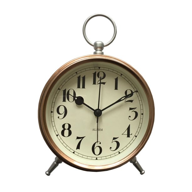 HOMETRENDS COPPER POCKETWATCH TABLETOP ALARM CLOCK, 5.3 in. W/1 x 2 in