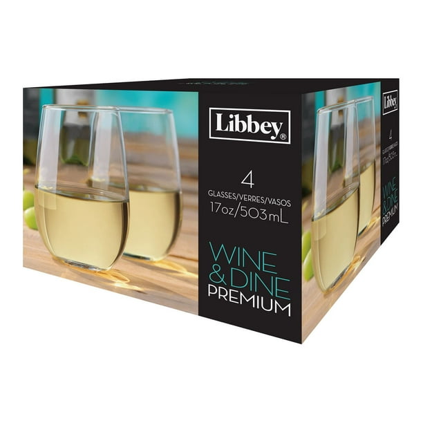 Libbey Glass Wine & Dine Ensemble de verres à vin sans pied dehaute qualité, blanc