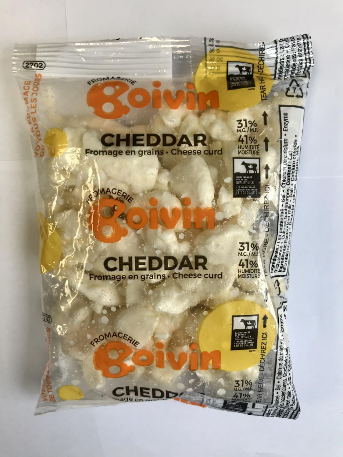 Boivin cheddar cheese curds (200 g), Fresh Boivin cheddar cheese curds