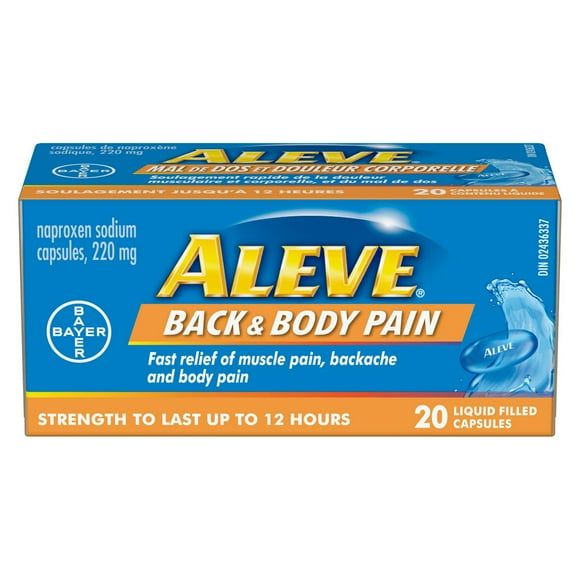 ALEVE Back and Body Pain Relief, Naproxen Sodium 220mg, 20 Liquid Gel Capsules