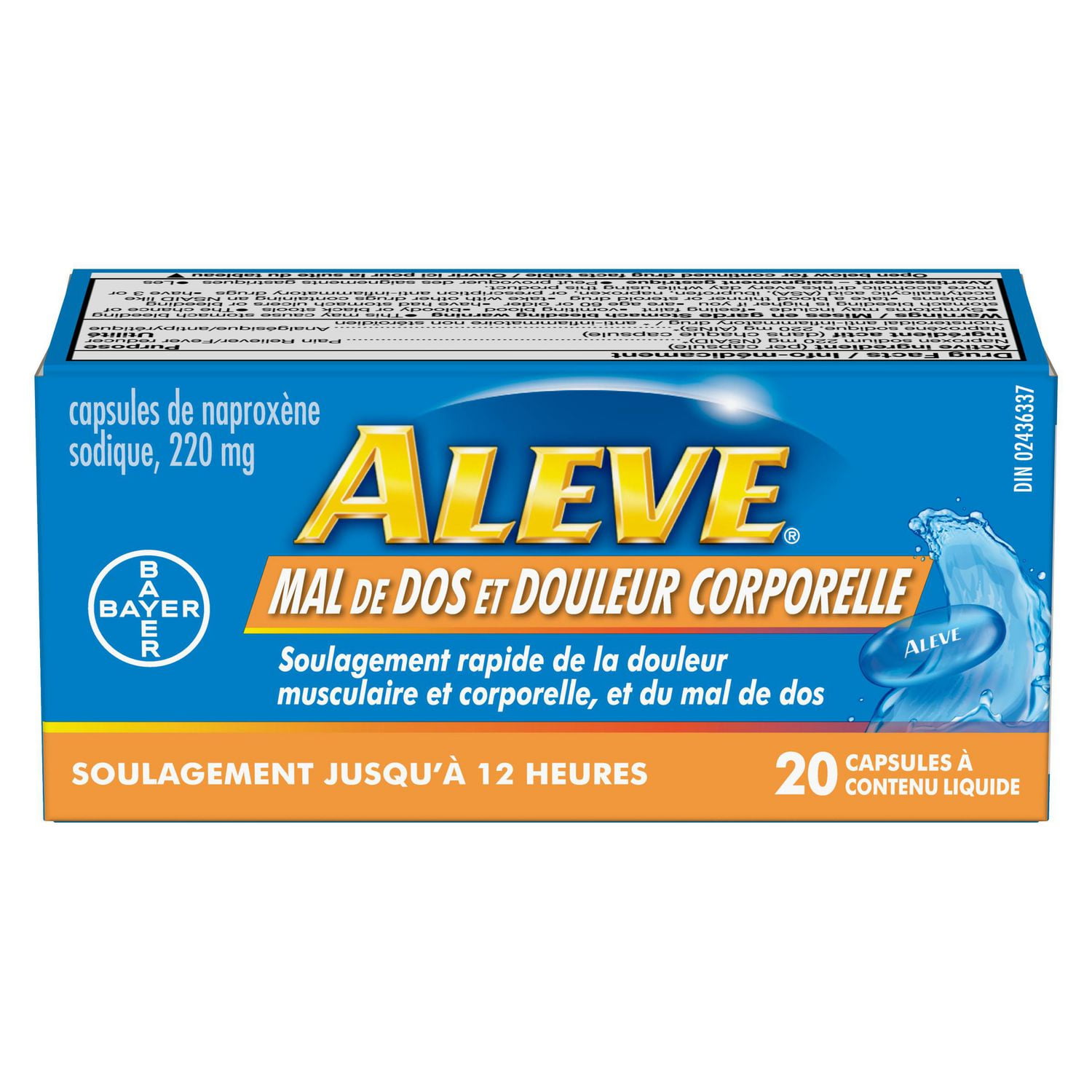 ALEVE Back and Body Pain Relief Liquid Gels, up to 12 Hour Relief, Naproxen Sodium 220mg, 20 Liquid Gel Capsules