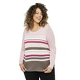 thumbnail image 1 of George Plus Women's Long Sleeve Stripe Top, 1 of 6