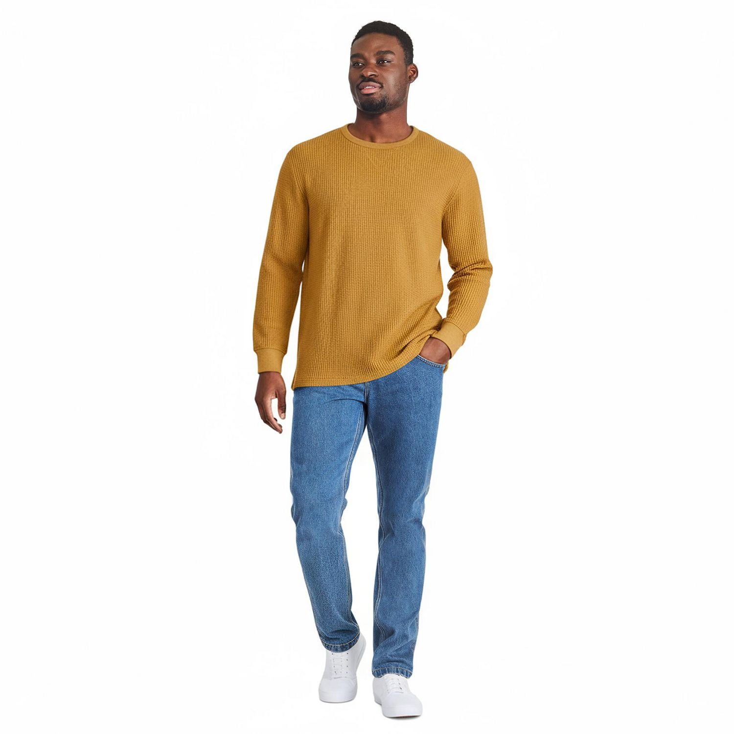 George Men's Waffle Crew Neckline Popover, Sizes S-XXL