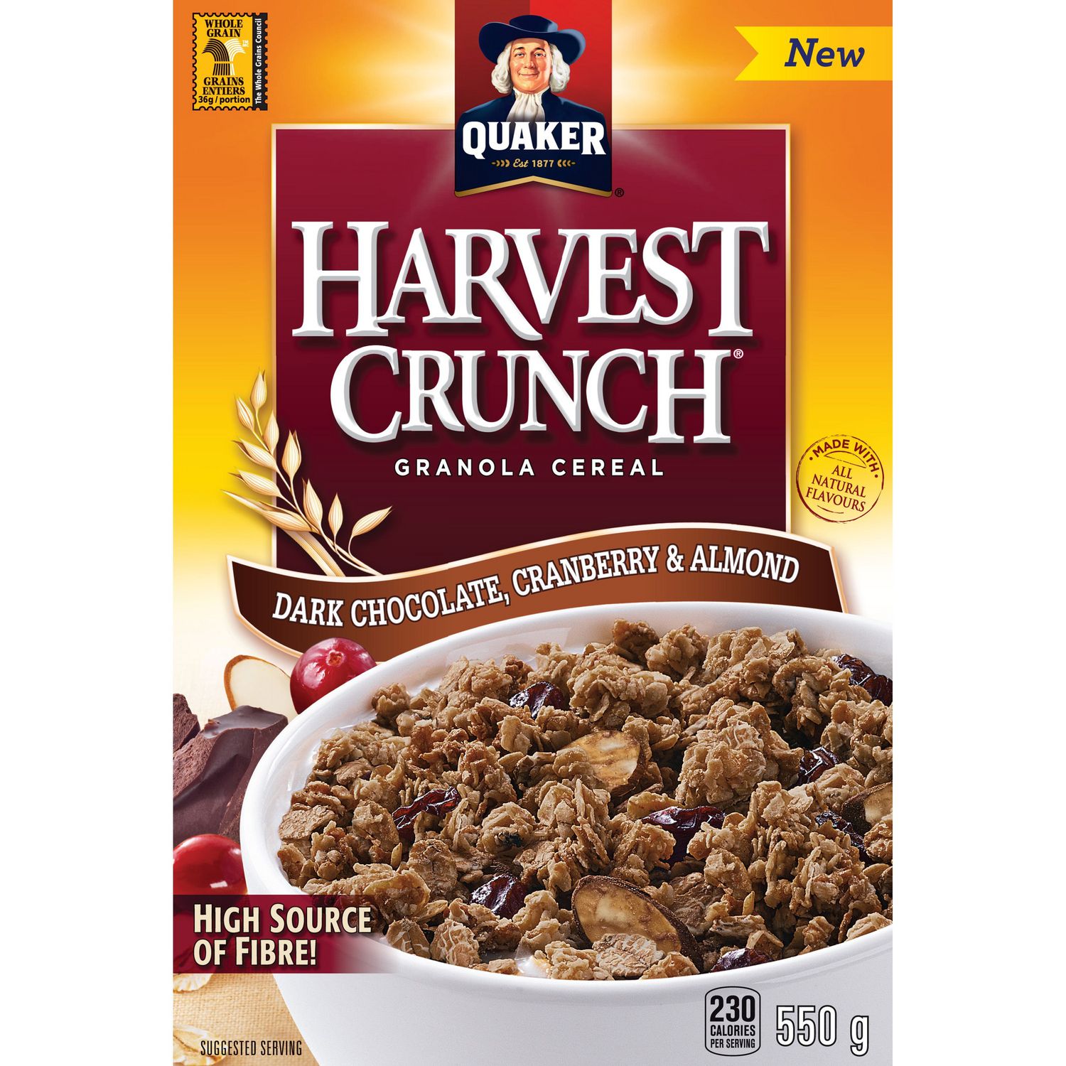 Quaker Harvest Crunch Dark Chocolate, Cranberries & Almond Cereal