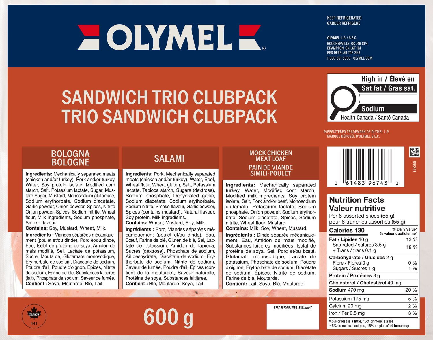 Trio de sandwichs Olymel Trio de Sandwichs