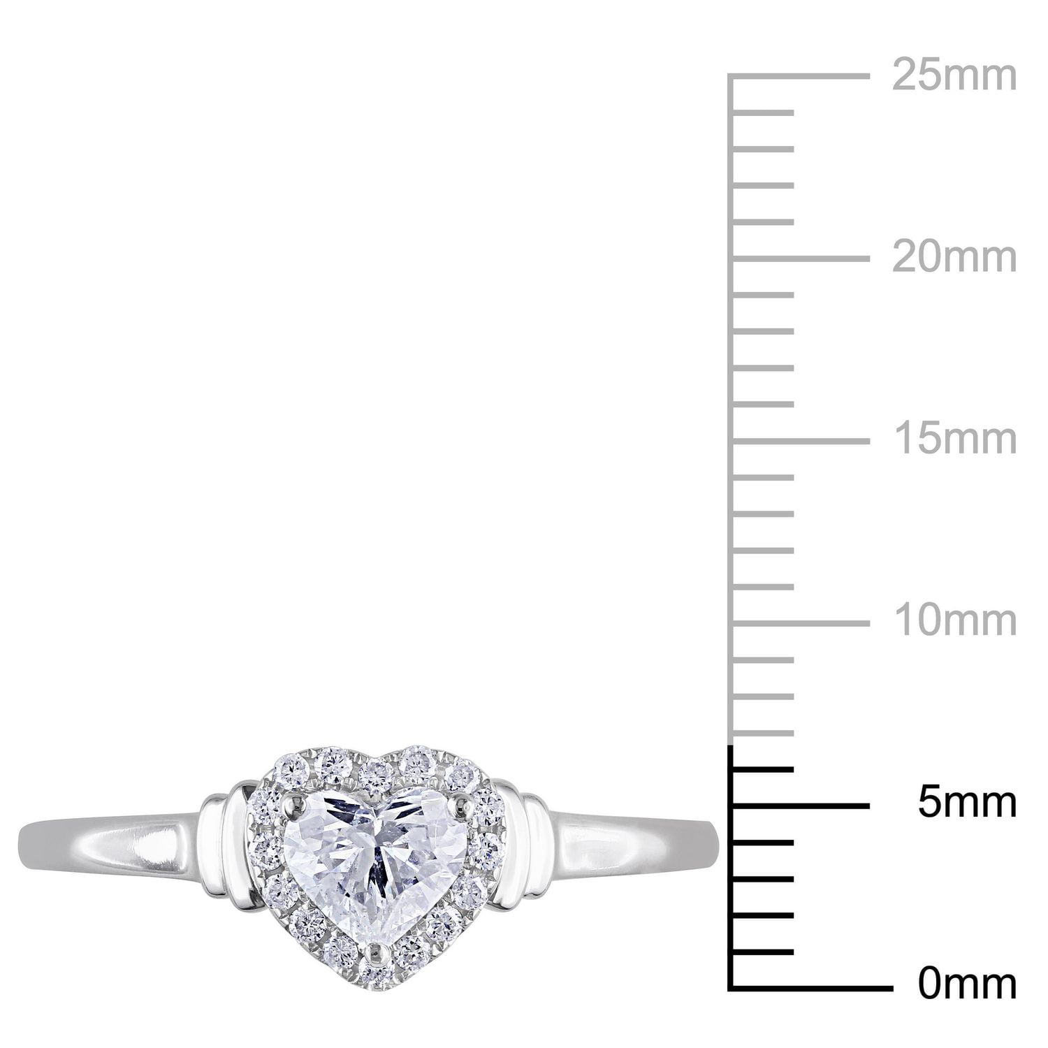 Miabella 1/2 Carat T.W. Diamond 14K White Gold Halo Heart Engagement Ring