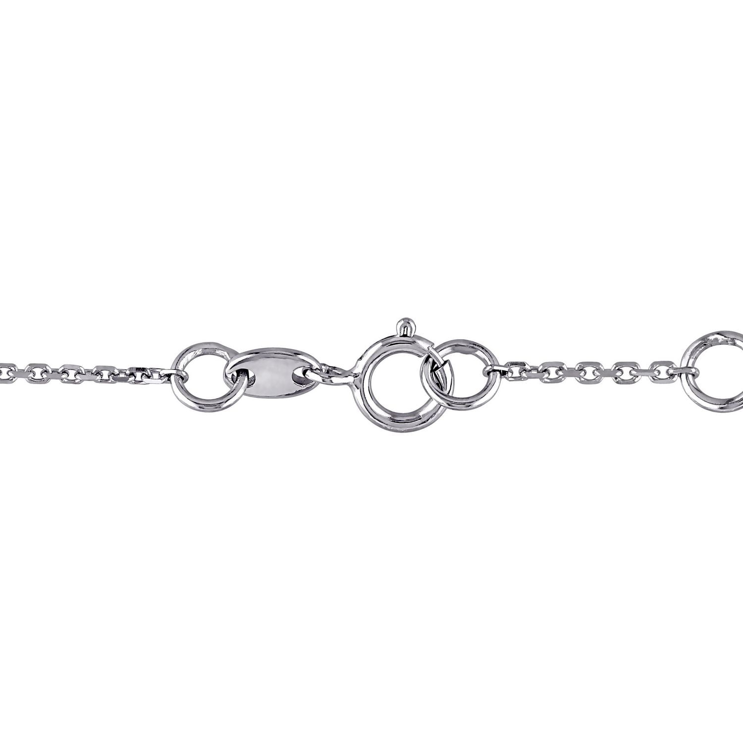 Miabella 1/10 Carat T.W. Diamond 14K White Gold Star Charm Bracelet, 7" with 0.5" extender