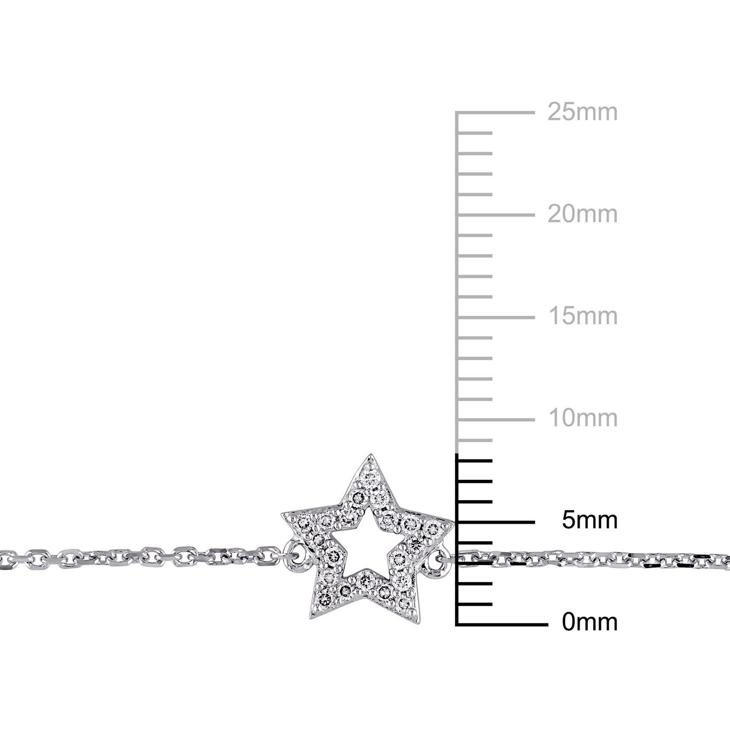 Miabella 1/10 Carat T.W. Diamond 14K White Gold Star Charm Bracelet, 7" with 0.5" extender