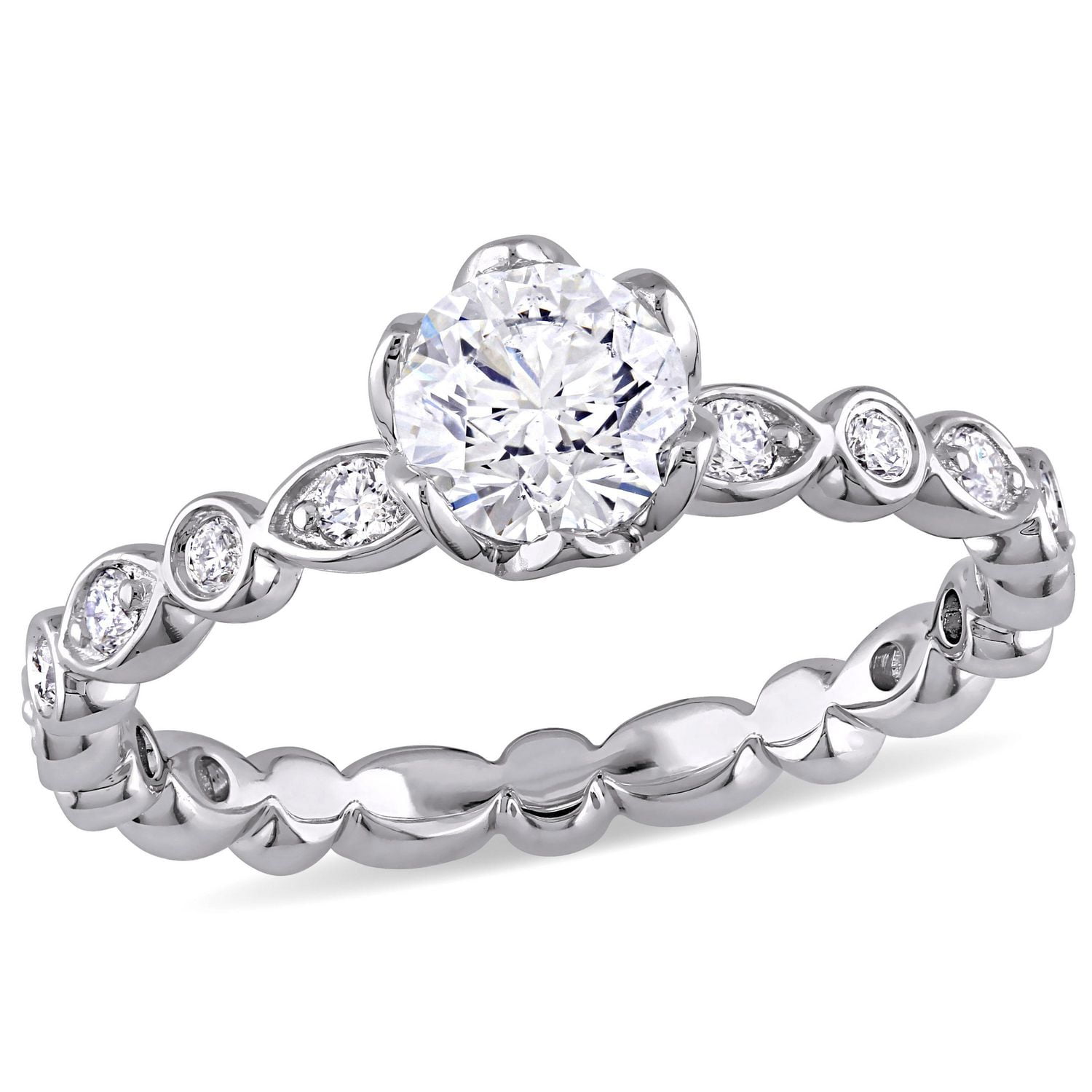 Miabella 1 Carat T.W. Diamond 14K White Gold Engagement Ring Walmart