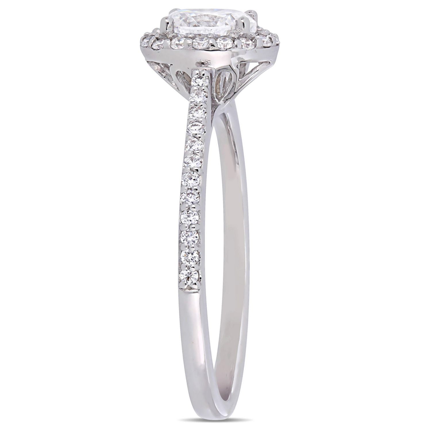 Bague de fiançailles Miabella en forme de ovale à auréole avec 3/4 CT poids total de diamant en or blanc 14K
