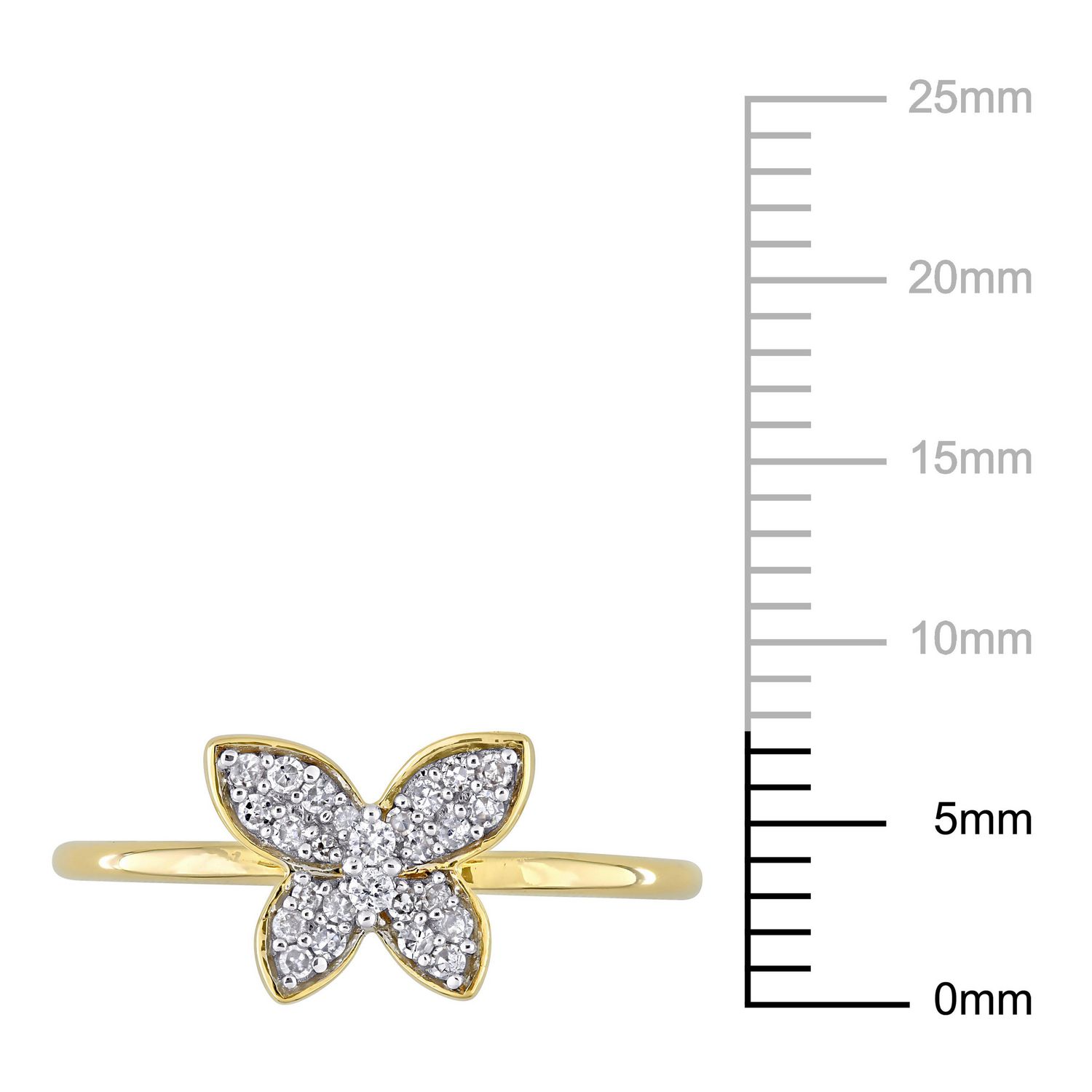 Miabella 1/8 Carat T.W. Diamond 10K Yellow Gold Floral Butterfly