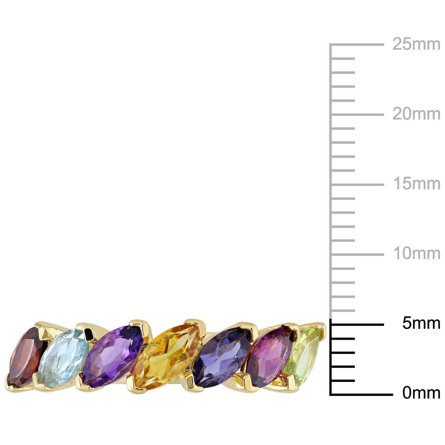 Bague Miabella avec 1 3/4 CT PBT de multi pierre précieuse en argent sterling plaqué rhodium jaune