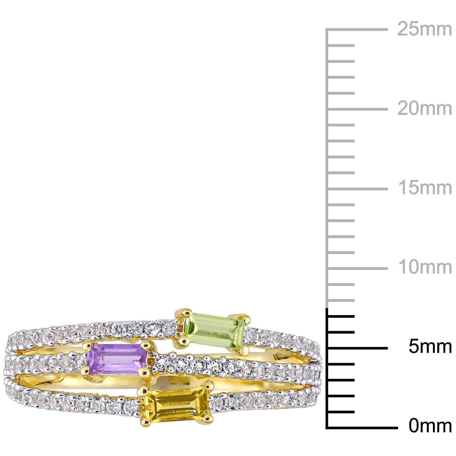 Miabella 5/8 Carat T.G.W Multi-Gemstone Yellow Rhodium-Plated Sterling Silver Ring