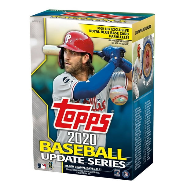 Topps 2020 Mises à jour MLB Baseball Trading Cards Blaster Box- 98 Cartes | 4 Parallèles exclusifs walmart base bleue