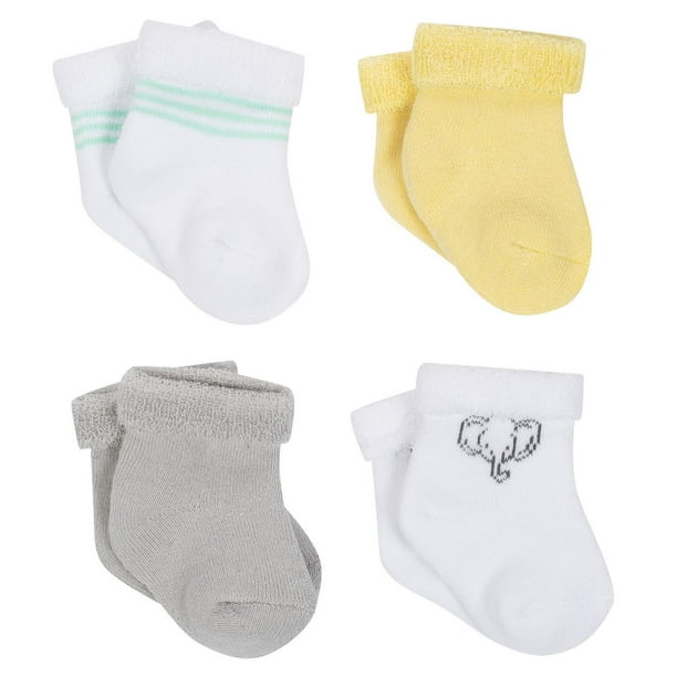 Socquettes de George baby pour bébé paquet de 4 jaune et gris