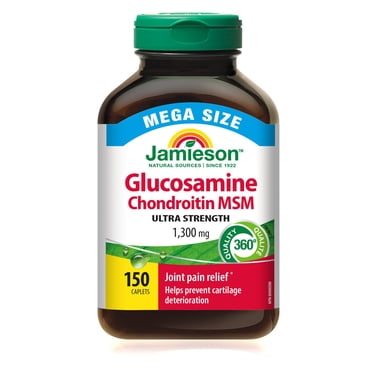 Jamieson Glucosamine Chondroitin MSM Caplets, 1300 mg, Ultra Strength, Mega Size, 150 ct