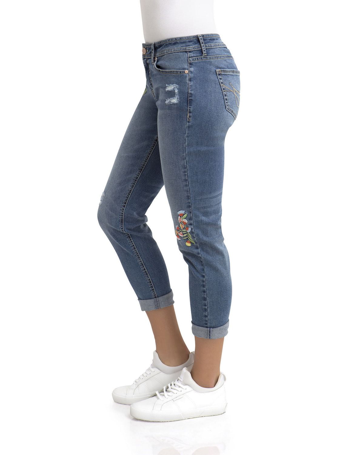 Jordache Women's Boyfriend Jean with Embroidery