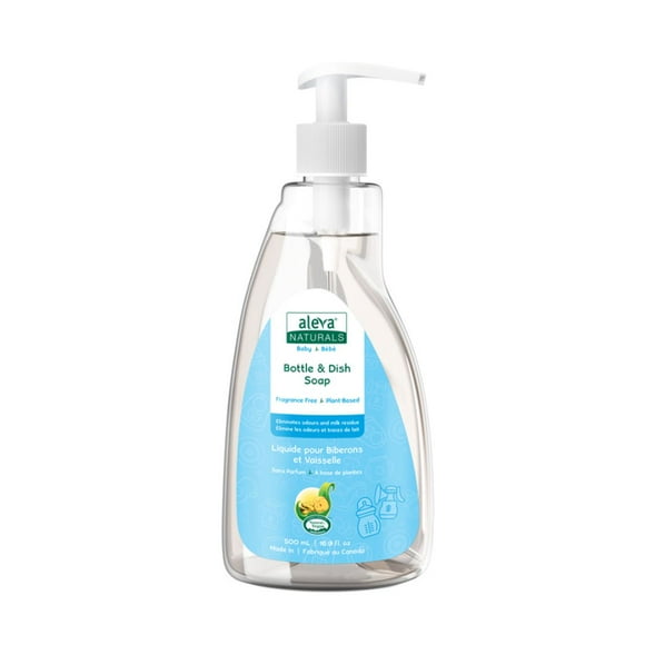 Aleva Naturals Bottle & Dish Liquid, Fragrance Free - 500ml, A Baby-Safe Solution