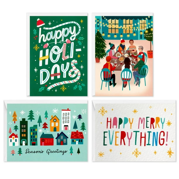 Merry And Bright Tree C-Sized Christmas Cards Pack in Cello - 5 Cards & 5  Envelopes