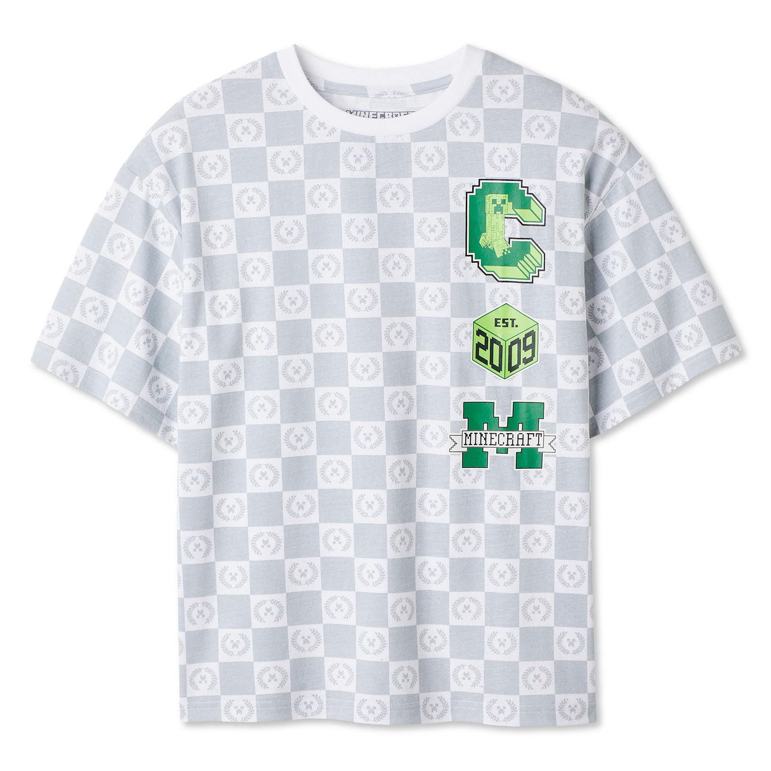 Minecraft Boys' Varsity Checkered T-Shirt