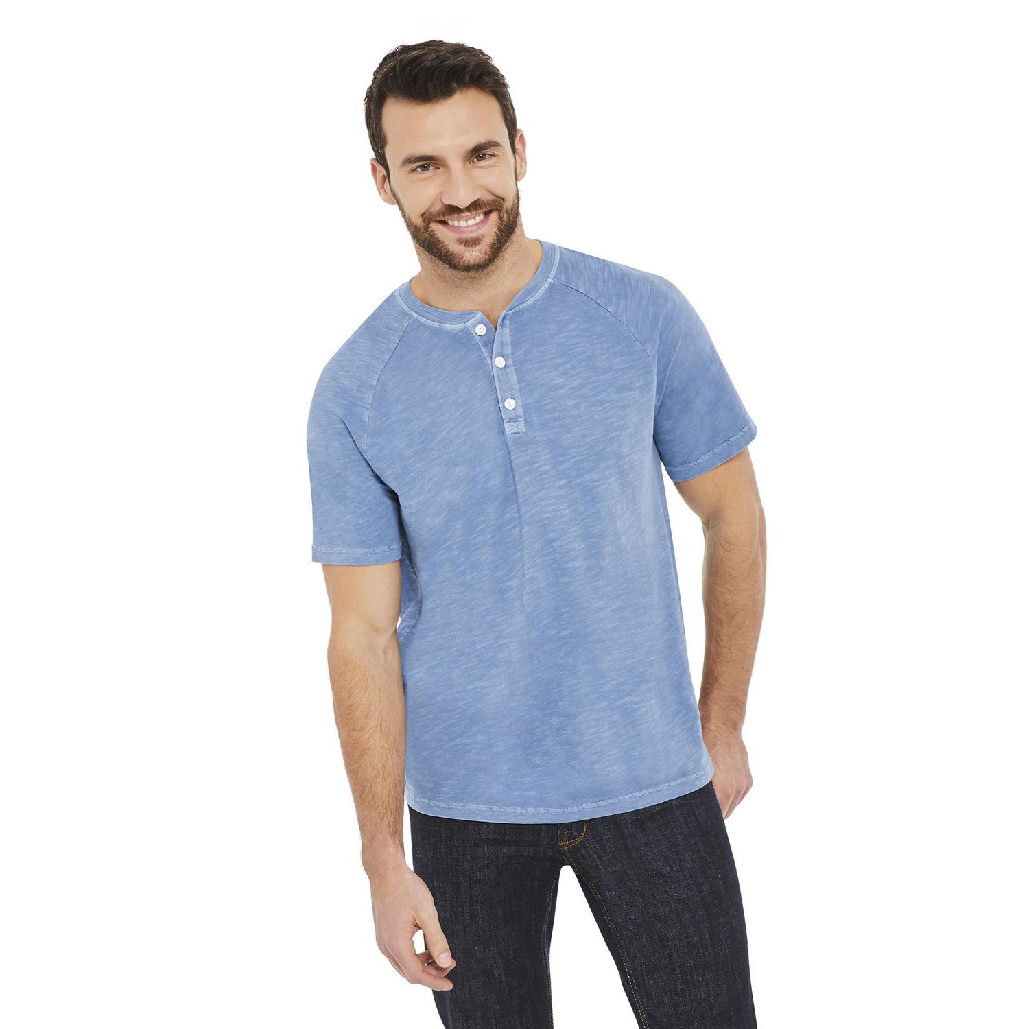 George Men's Raglan Textured Henley | Walmart Canada