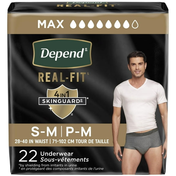 Depend Real Fit Incontinence Underwear for Men, Maximum Absorbency (Small/Medium and Large/Extra Large)