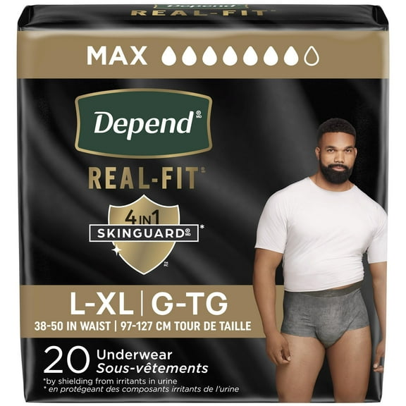 Depend Real Fit Incontinence Underwear for Men, Maximum Absorbency (Small/Medium and Large/Extra Large)