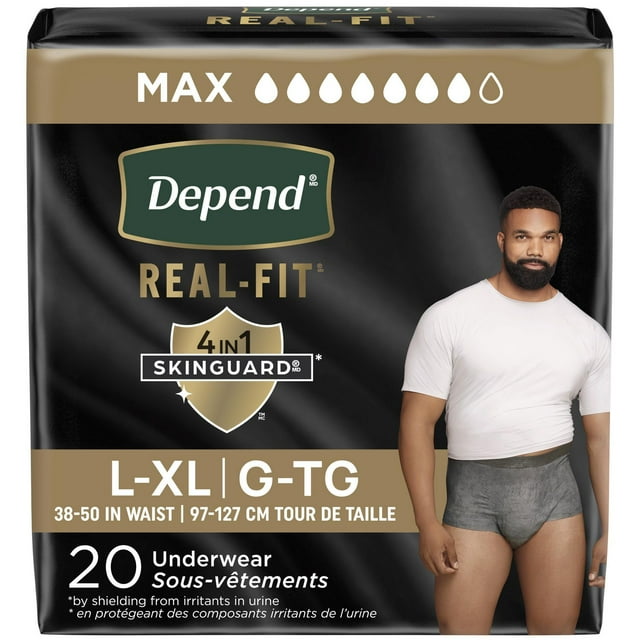 Depend Real Fit Incontinence Underwear for Men, Maximum Absorbency (Small/Medium and Large/Extra Large)
