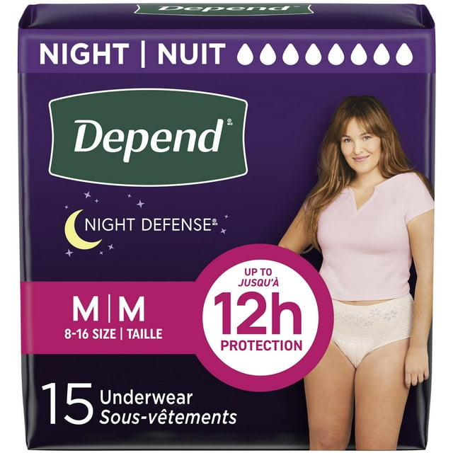 Depend Night Defense Adult Incontinence Underwear for Women, Overnight, Blush, S-XL